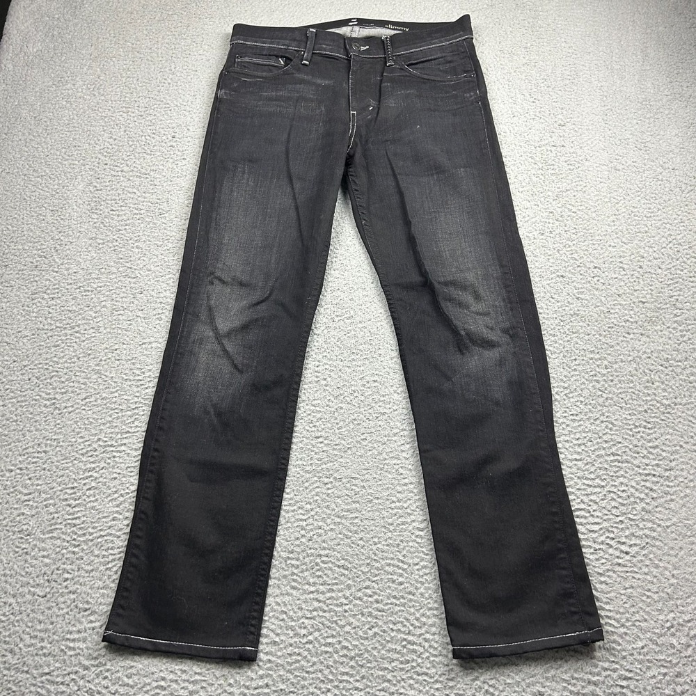 7 for All Mankind Slimmy Jeans Mens 31x29 Black Slim Fit Denim Studded USA Made